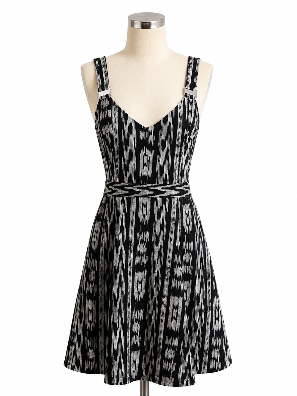 Rachel Roy Black and White Strappy Mini Dress - Size 2